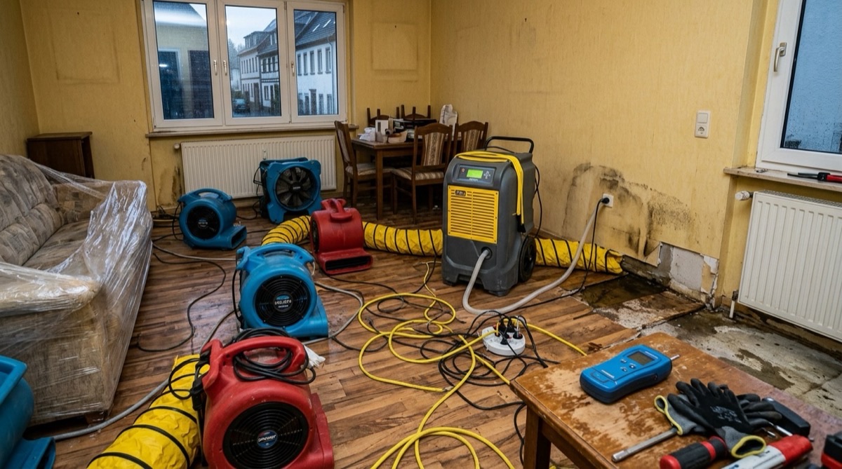 Drying equipment in an affected room