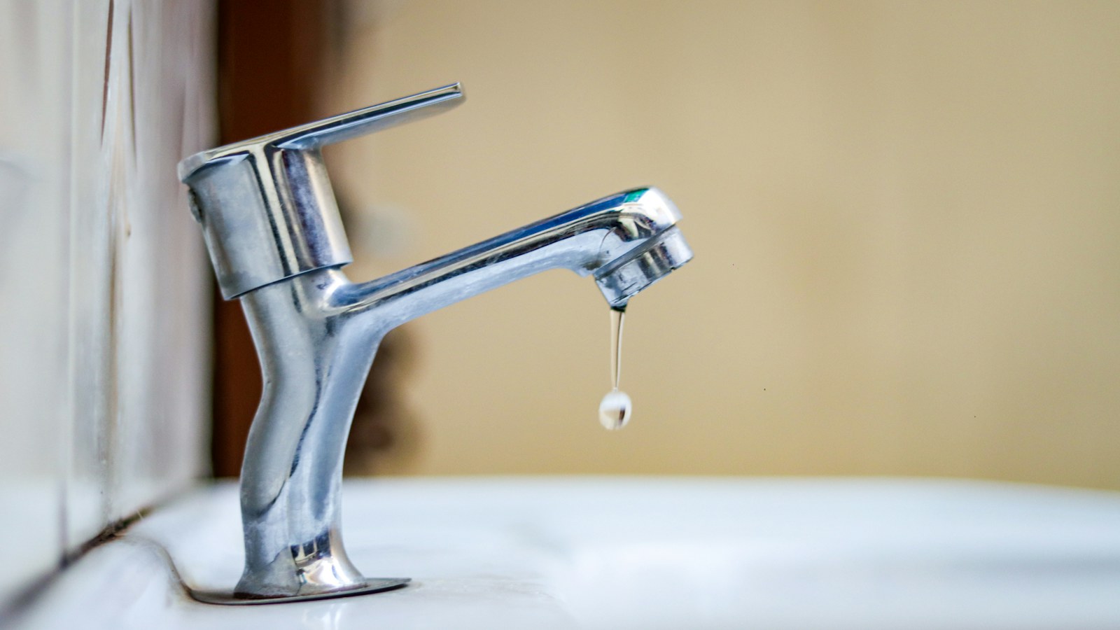 Water dripping from a faucet